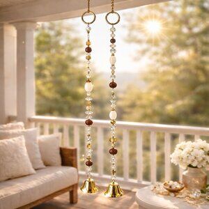 Reimagined Handmade Wood Crystal Brass Wind Chime Set
